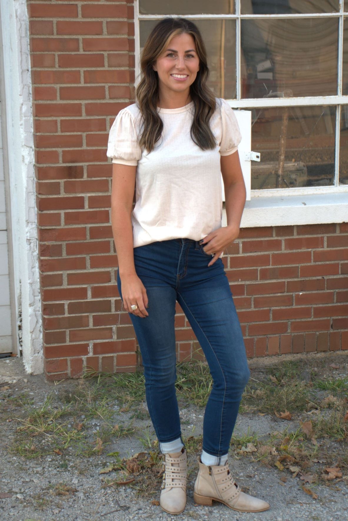 Ribbed Puff Sleeve Top