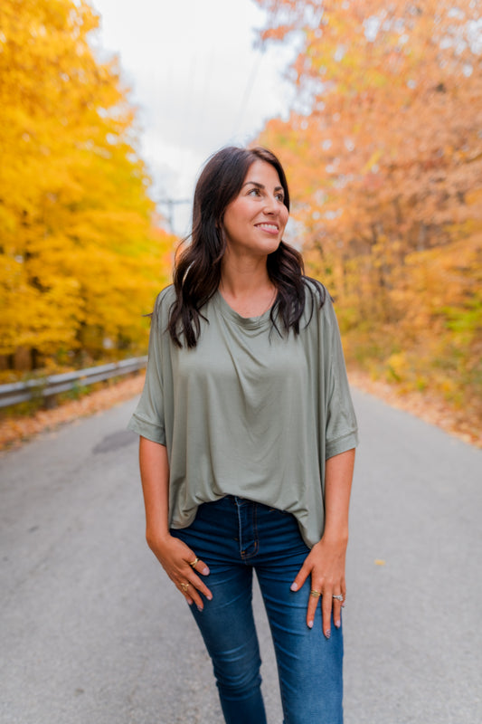 Just Chillin' Olive Tee