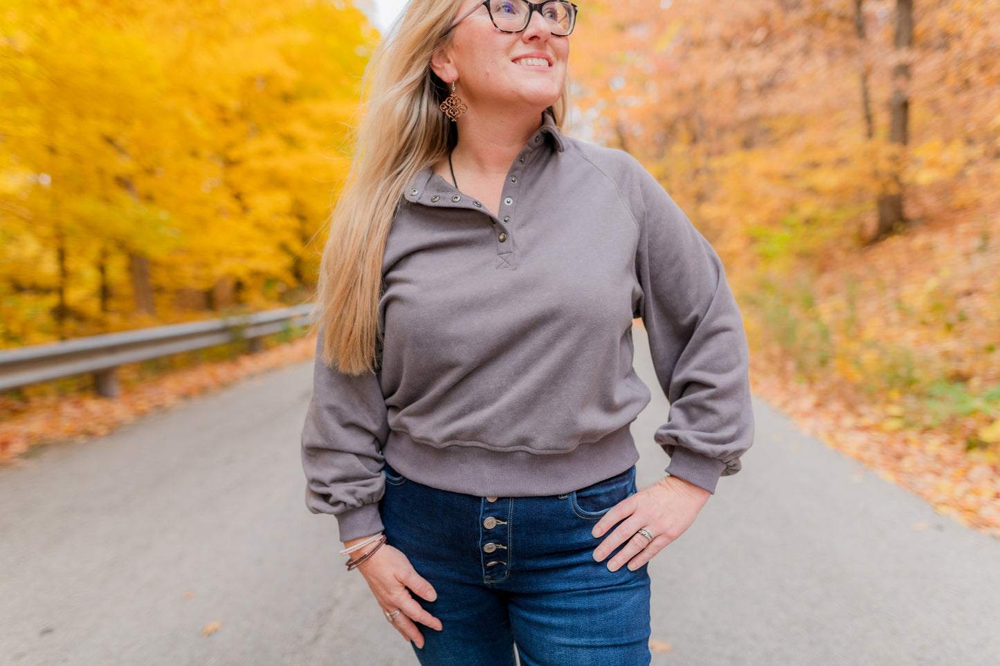 Snap Buttons, Pull Over Sweatshirt