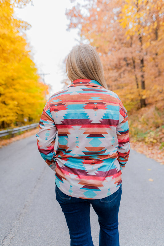 Aztec Buttoned Long Sleeve